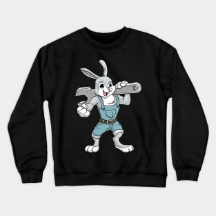 Funny mechanic rabbit with a wrench Crewneck Sweatshirt